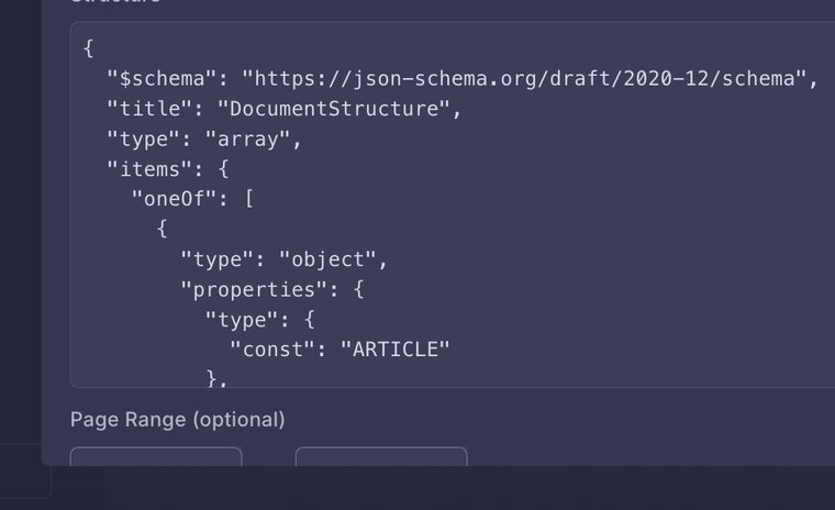 JSON schema defining the structured fields extracted from each digitized page